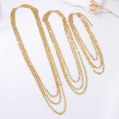 Exaggerated Luxury Multi-Chain Metal Texture Women's Layered Necklace - Chic, Elegant, and Versatile Accessory for Any Occasion
