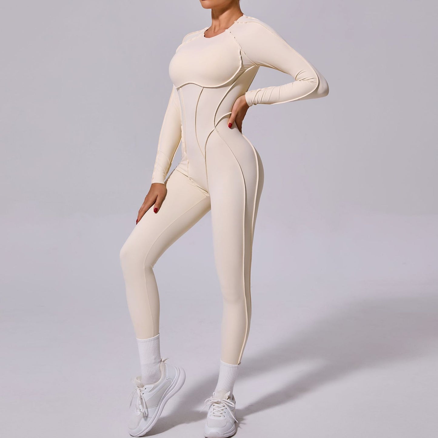 Winter One Piece Sports Bodysuit Long Sleeve Backless Yoga Outfit with Full Length Tights for Comfort and Style