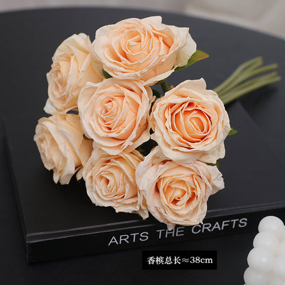 7-Head Artificial Rose Bouquet for Home Decor - Perfect for Photography Props, Wedding Aisle Decorations, and Bridal Bouquets - Lifelike Faux Flowers that Enhance Any Setting