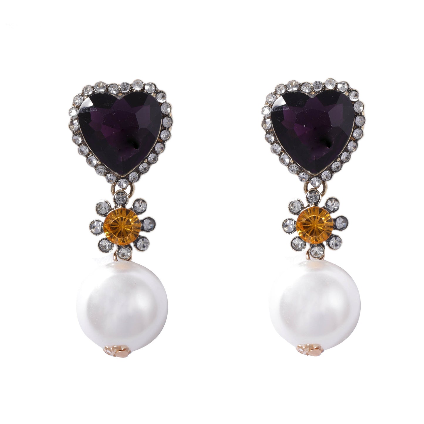 Chic Vintage-Inspired Glass Water-Drop Rhinestone Pearl Dangle Earrings for Women – Exquisite, Unique, and Perfect for Parties and Evenings