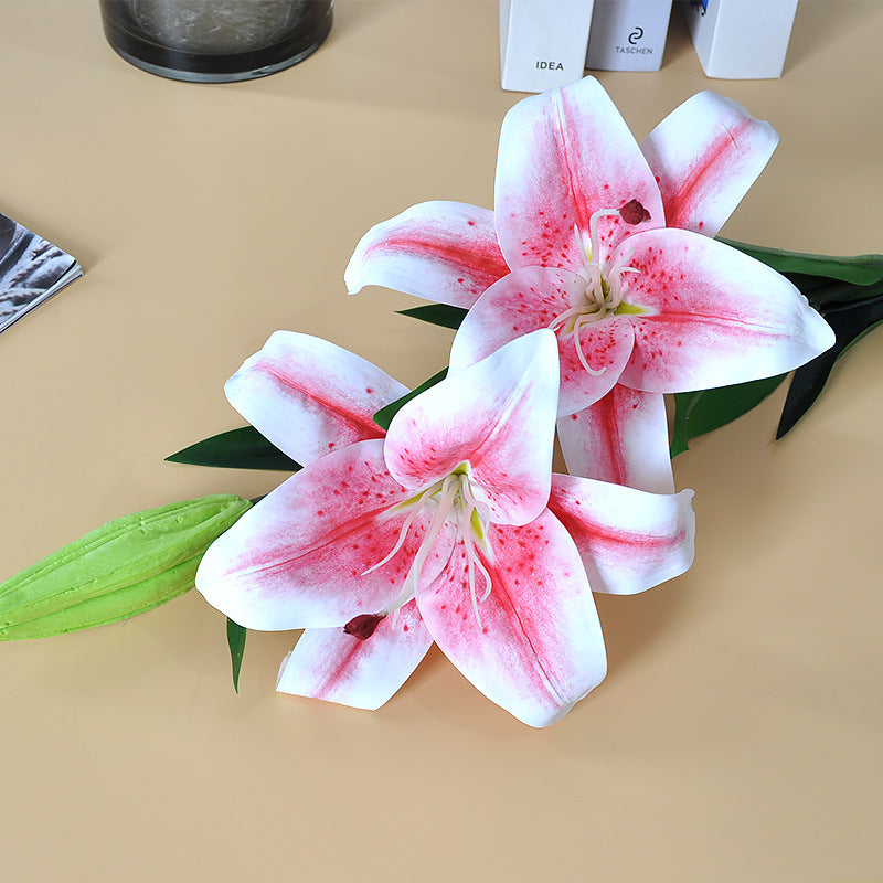 Stunning 3-Head Artificial Lily Flowers - Scented Touch for Home Décor, Perfect for Wedding Decorations and Event Styling