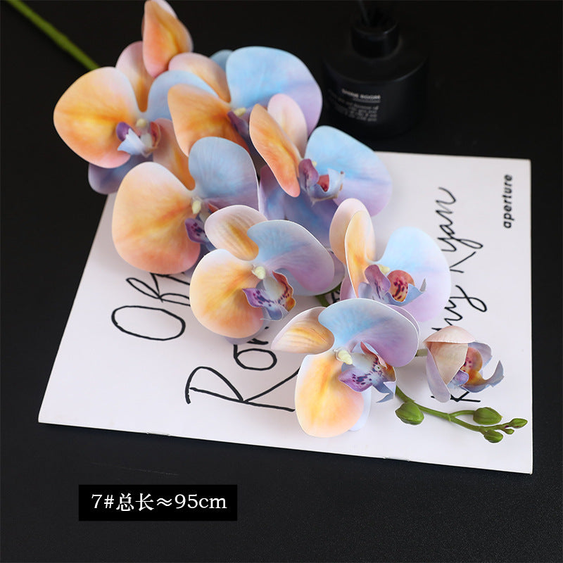 Realistic 3D Printed 9-Head Macaron Phalaenopsis Orchid - Elegant Luxury Home Décor Floral Arrangement for Stylish Model Rooms