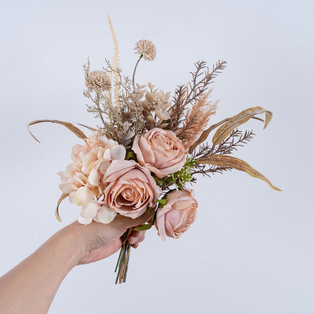 Elegant Smoke and Rain Southern Jiangnan Rose Handcrafted Bouquet - Realistic Floral Home Decor for Stunning Wall Displays and Special Occasions - Model CF01419