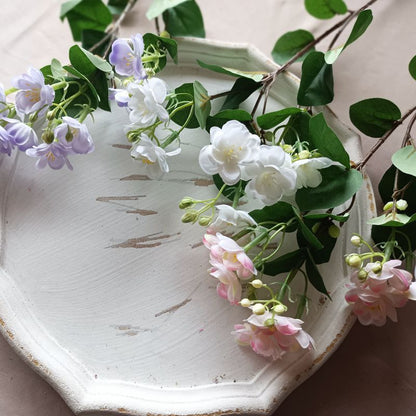 Stunning Jasmine Flower Faux Arrangement - Realistic Floral Decoration for Living Room and Dining Table, Perfect for Rustic Charm and Photography Props