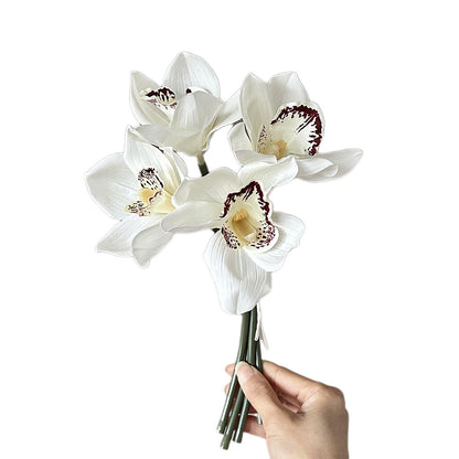 Luxurious Touch Moisturizing Handcrafted Orchid Bouquet - Realistic Faux Phalaenopsis Flowers for Brides, Home Décor, and Photography Props