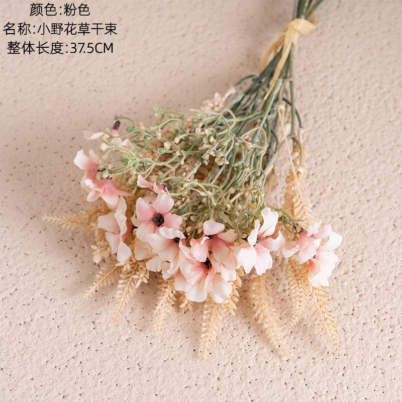 Beautiful Faux Wildflower Bouquet - Realistic Dried Flower Arrangement for Home Decor & Wedding Celebrations (Model DY1-4389)