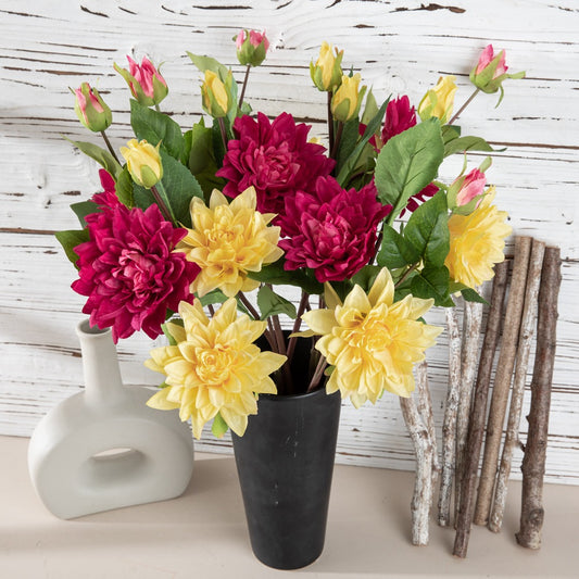 Realistic Single Stem Dahlia Artificial Flower - Perfect for Weddings, Home Decor, and Special Events | MW40356