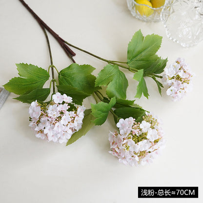 Three-Headed Small Hydrangea Faux Flowers - Lifelike Decorative Accents for Home and Weddings - Lucky Snowball Simulated Floral Arrangement