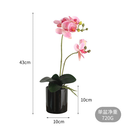 Stunning 3D Faux Orchid Arrangement with Leaves – Elegant Living Room Decor, Perfect for Weddings and Special Events