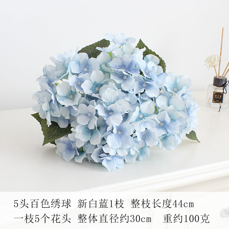 Elegant 5-Head Hydrangea Artificial Flowers - Realistic Silk Floral Arrangements for Weddings, Events, Hotels, and Home Decor