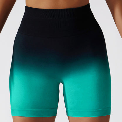 High Waisted Gradient Seamless Yoga Shorts for Women Breathable Tight Fitting and Butt Lifting Athletic Shorts for Comfort and Style