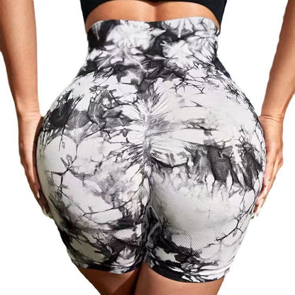 High Waisted Seamless Tie Dye Peachy Butt Yoga Shorts for Comfort and Style in Every Workout