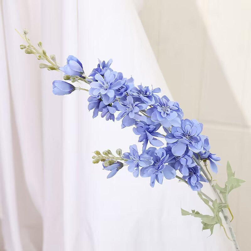 Realistic Velvet-Like Silk Flowers: Faux Delphinium & Hyacinth Home Decor for Weddings, Parties, and Elegant Interior Displays