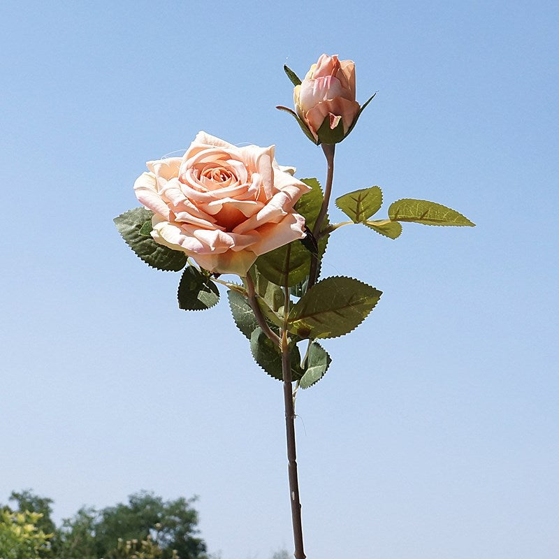 Set of 2 Eiffel-Tower Inspired Curled Edge Rose Artificial Flowers - Perfect for Valentine's Day, Weddings, and Home Decor