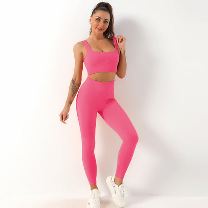 Quick Dry Yoga Set with Shockproof Sports Bra Yoga Tank and Long Leggings Comfort for Active Workout Enthusiasts