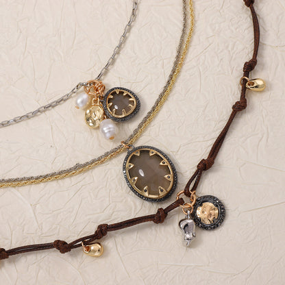 Chic Layered Alloy Pendant Necklace for Women - Vintage-Inspired, Versatile Jewelry for Casual and Dressy Occasions