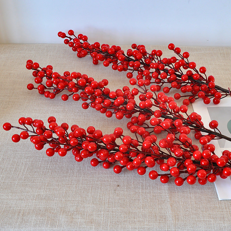 12 Pcs Artificial Long Branch Red Fruit Decoration for Home, Living Room, and Christmas - Perfect for New Year and Wedding Celebrations