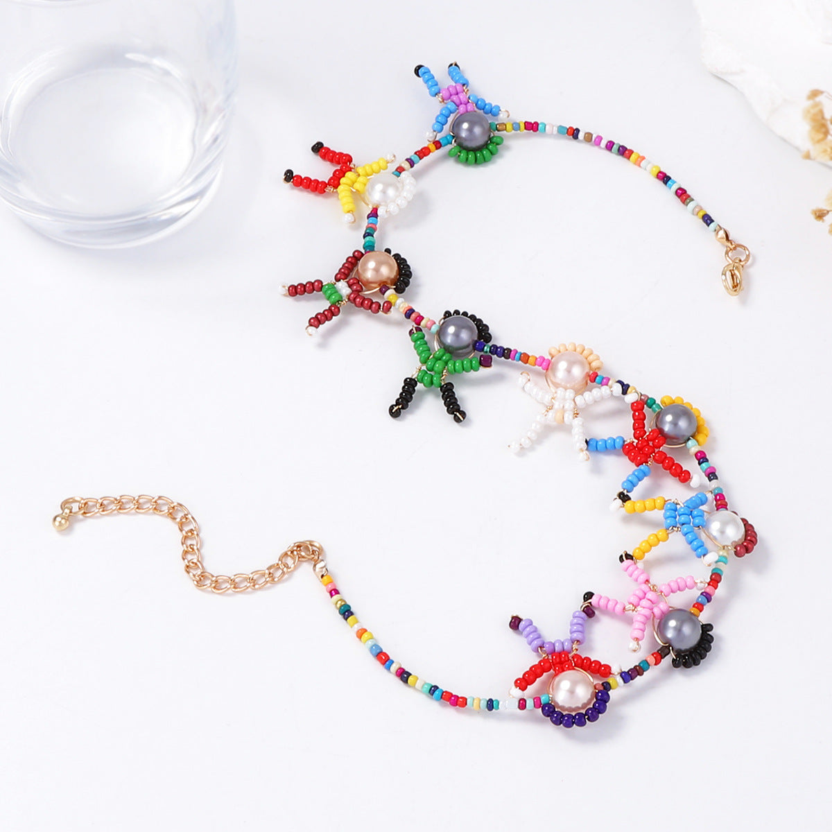 Unique Handmade Cartoon 3D Figurine Pearl-Inspired Charm Women's Choker Chain – Trendy & Whimsical Design for Standout Style