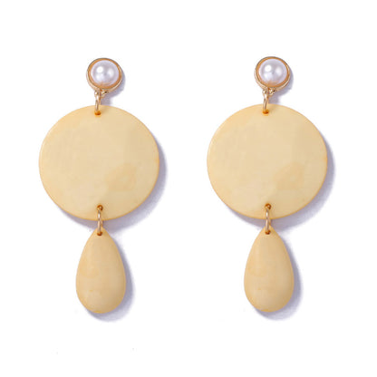 Bohemian-Inspired Statement Geometric Oval Earrings with Faux Pearls - Unique Casual Women's Ear Jewelry for a Stylish Look