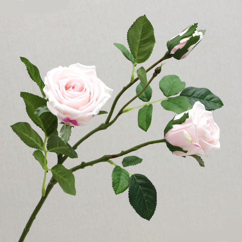 Luxurious 3-Head French Rose Artificial Flowers - Perfect for Home Decor, Living Room Accents, and Dining Table Arrangements - Elegant Faux Rose Floral Centerpiece