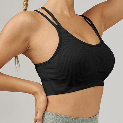 Seamless Cross Shoulder Yoga Bra for Women Comfortable Support for Running Fitness and Training