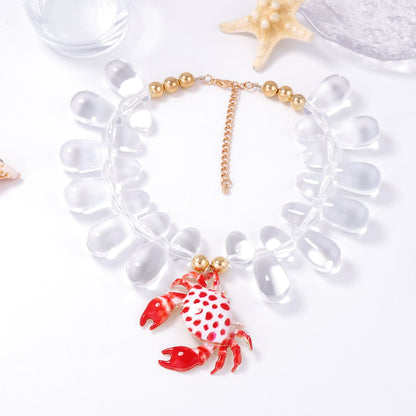 Stylish Beach Ocean-Inspired Exaggerated Minimalist Alloy Crab Pendant Necklace for Women – Perfect Accessory for Summer Vacations