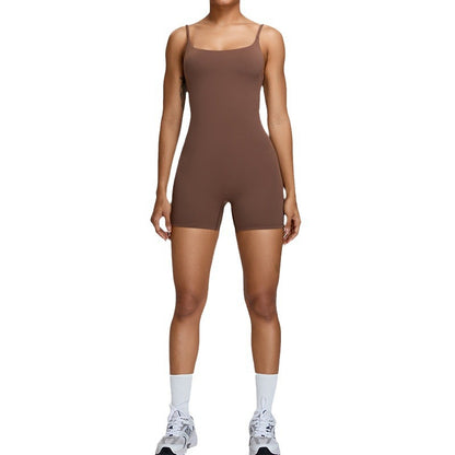 Women's Yoga Jumpsuit with Built In Shorts for Dance and Fitness Featuring a Comfortable Racerback Design