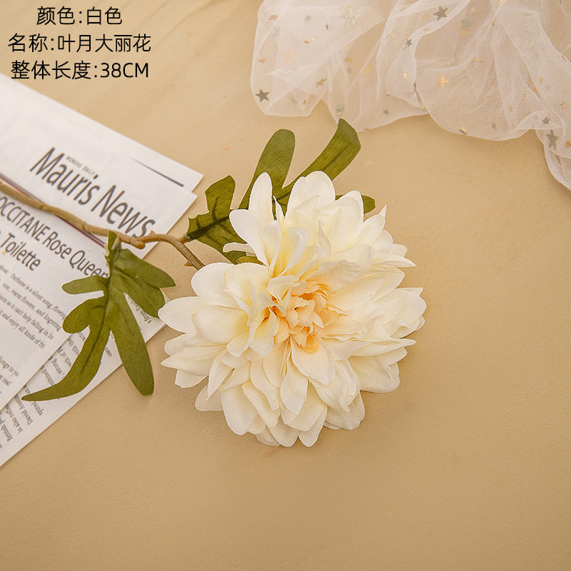 Realistic Dahlia Artificial Flower - Lifelike Green Plant Wedding Decor, Perfect for INS-inspired Events | MW66789