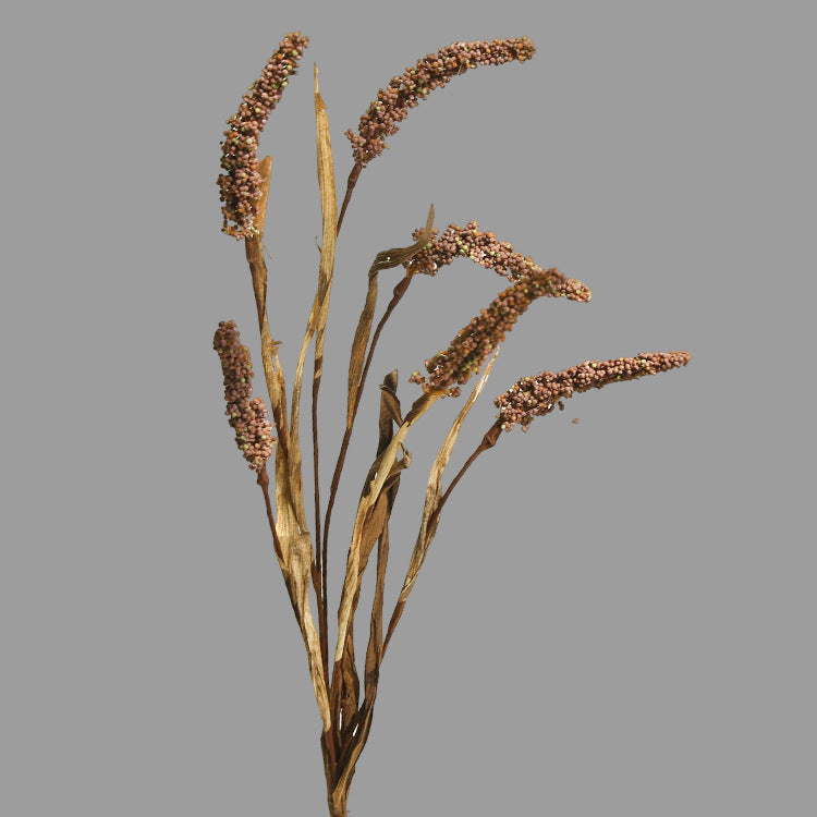 Realistic Fake Flowers for Home Decor - Perfect for Airbnb Photography Props, Living Room and Dining Room Accents - 6-Stem Sorghum Millet Arrangement