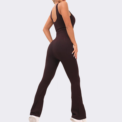 High Elastic Body Shaping Yoga Jumpsuit with Tummy Control and Butt Lift Wide Leg Bodysuit for Comfort and Performance