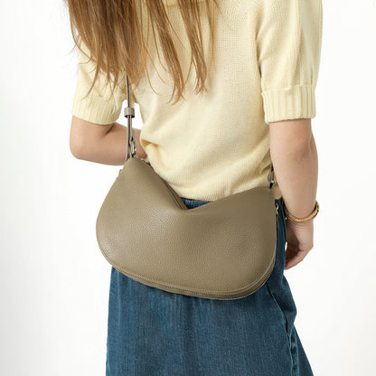 Women's Crossbody Bag Genuine Leather Dumpling Bag Made from First Layer Cowhide Spacious Shoulder Bag for Everyday Use