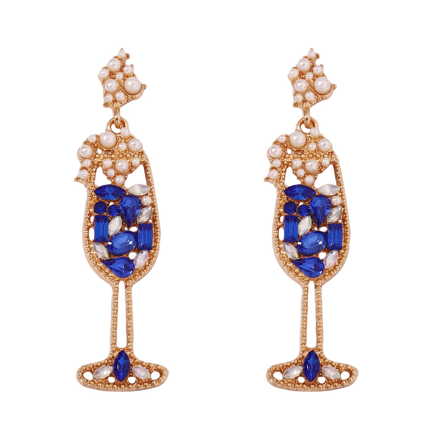 Elegant Vintage Pearl-Inspired Dazzling Rhinestone Wine Glass Earrings – High-Quality, Trendy, and Perfect for Any Occasion