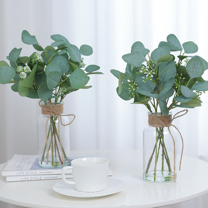 Lifelike Artificial Eucalyptus Money Leaf Arrangement - Stunning Fake Floral Display for Home Décor, Office Decoration, and Eco-Friendly Plants in Vase