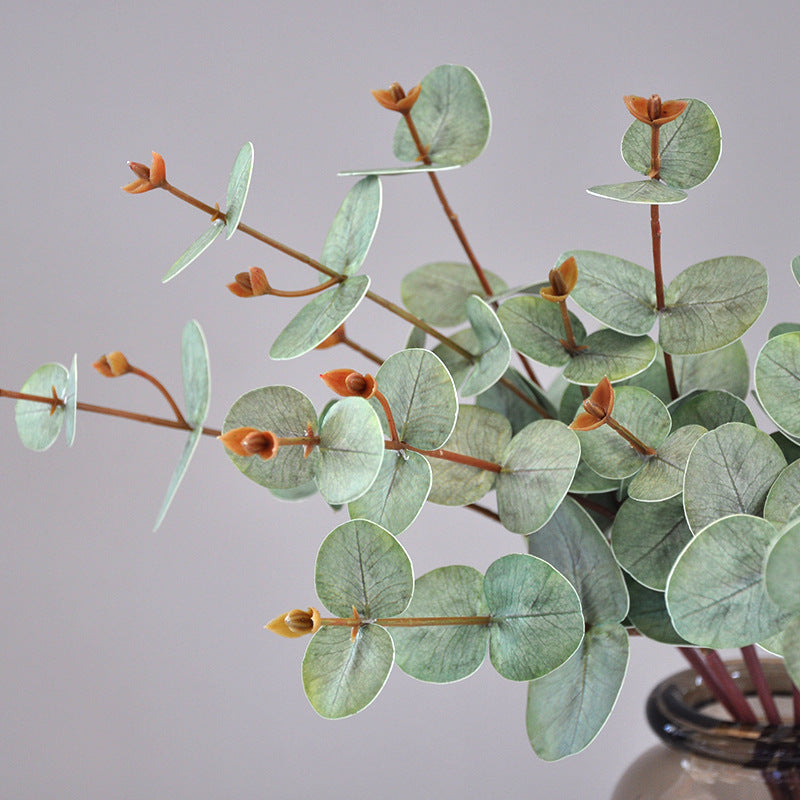 High-Quality Faux Eucalyptus Green Plant - Lifelike Money Leaf Home Decor Single Stem Floral Arrangement for Elegant Interior Styling