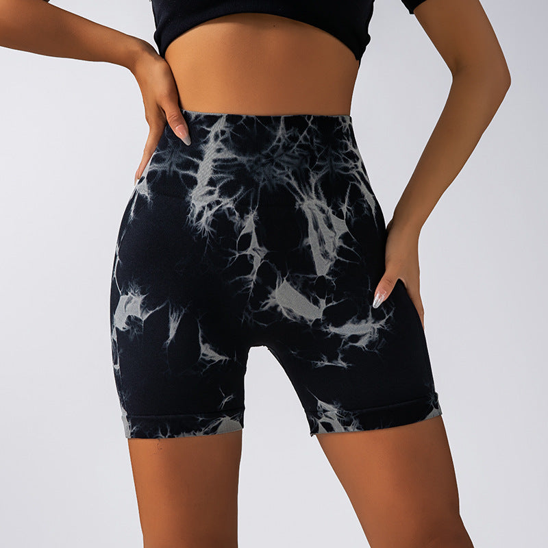 High Performance Tie Dye Yoga Shorts for Women Breathable Stretchy and for Running and Workout with Lifted Butt Design