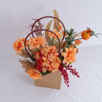 Stunning Sunset-Inspired Artificial Flower Arrangement Set - Perfect for Home Decor, Weddings, and Wall Accents | Elegant Handheld Bouquet (CF01471)