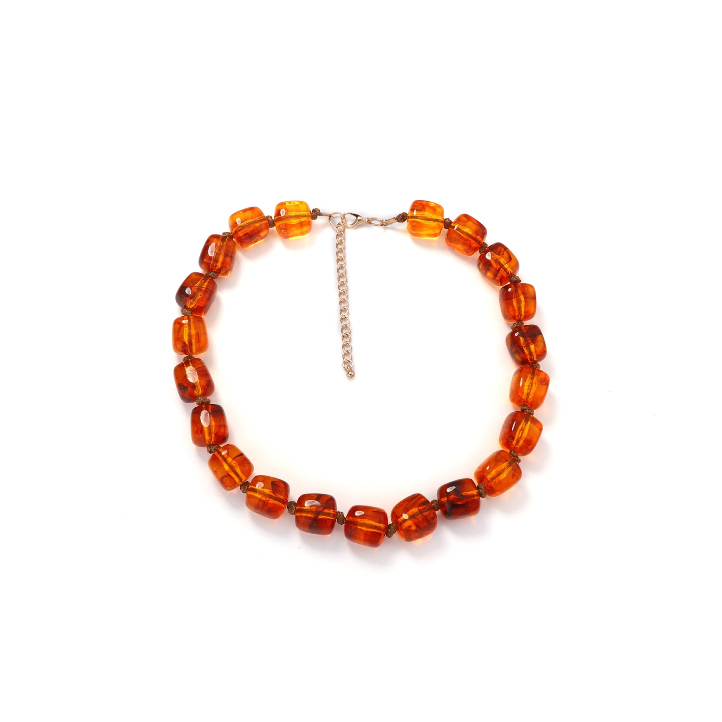 Stylish Minimalist Geometric Resin Beaded Square Necklace for Women - Elegant Choker-Style Chain for Effortless Everyday Chic