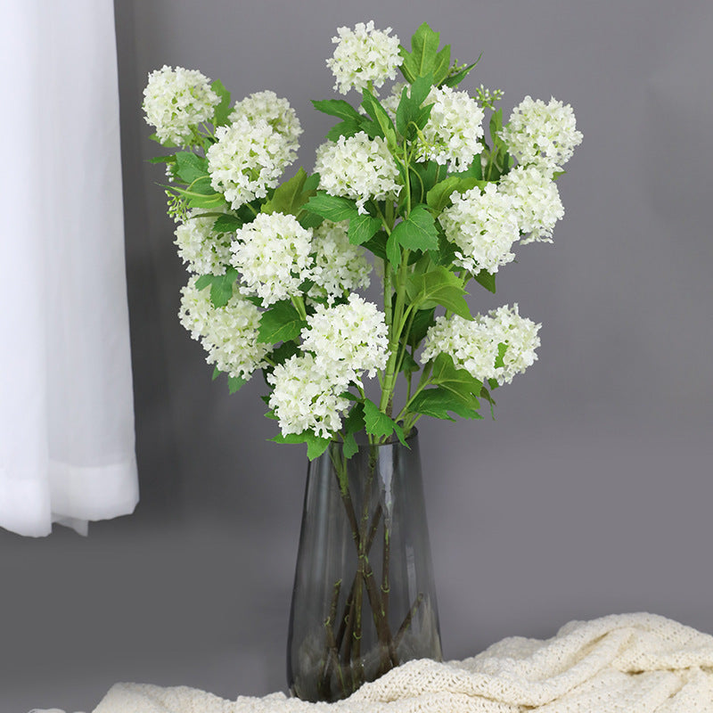 5-Piece Faux Hydrangea Snowball Floral Arrangement - Beautiful Silk Flowers for Wedding Decorations, Event Centerpieces, and Home Decor - Perfect for Celebrations and Special Occasions