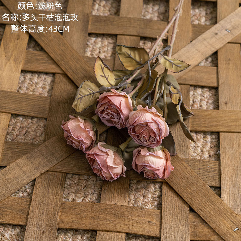 Beautiful Multi-Headed Artificial Dried Bubble Rose - Perfect for Wedding & Event Decor, Greenery Home Accents - High-Quality Craftsmanship MW66901