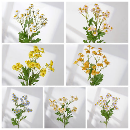 Single Layer Decorative Chamomile Simulation Flowers - Realistic Green Plants for Home Décor and Wedding Celebrations