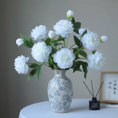 High-Quality Artificial Peony Flower Arrangement - Realistic Faux Lotus and Peony Floral Decor for Home Interiors and Model Rooms