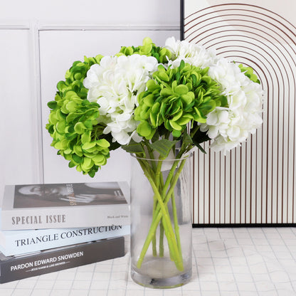 Realistic New Moon Hydrangea Flower - Single Stem Faux Flower with Leaves for Indoor Décor and Wedding Celebration - Charming Artificial Floral Arrangement