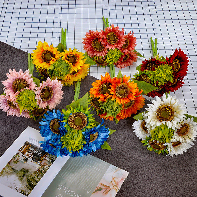 Vibrant 6-Head Sunflower Bouquet - Perfect for Home Décor, Event Styling, and Photography Props