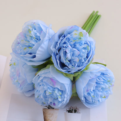 Realistic 5-Head Peony Artificial Flowers for Wedding Decor, Living Room Centerpiece, Kitchen Arrangement – Lifelike Faux Flowers Perfect for Home Decoration