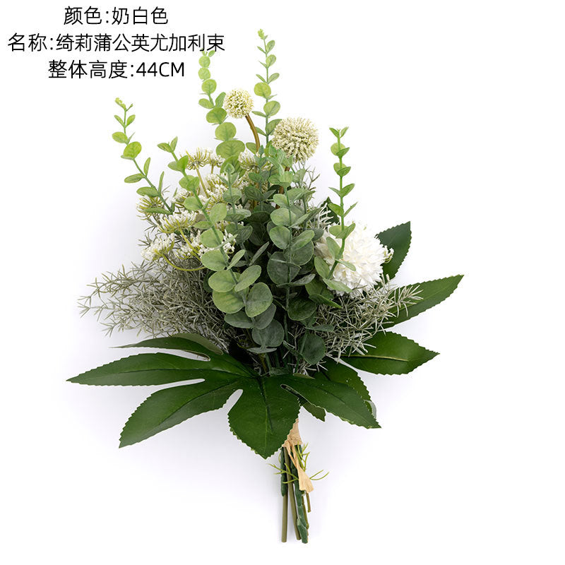 Stunning Artificial Dandelion and Eucalyptus Wedding Bouquet - Elegant Home Décor and Wall Hanging Floral Arrangement - Ideal for Special Events & Celebrations - CF01050