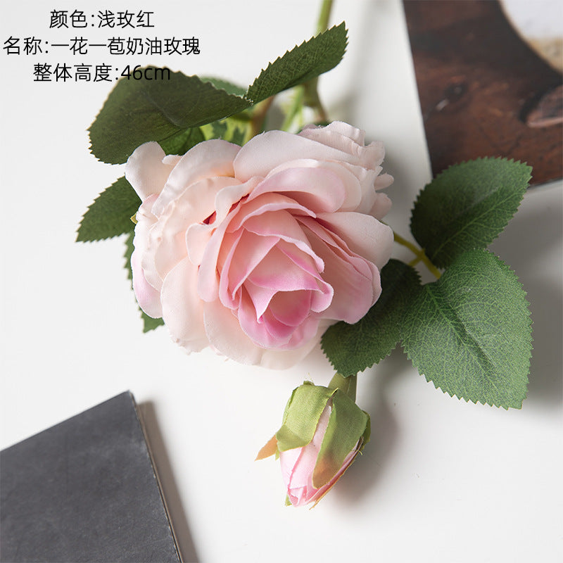 Creamy Rose Artificial Flowers - Lifelike Green Plants for Stunning Wedding Decorations and Unique Craft Gifts - Model MW51011