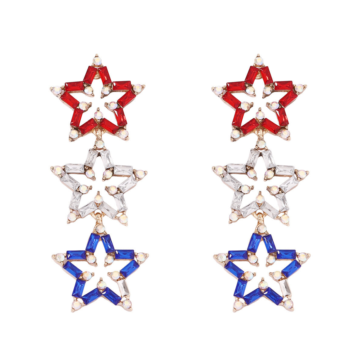 Stylish Geometric Star-Shaped Earrings with Sparkling Diamonds - Chic Lightweight Luxury Jewelry for Women