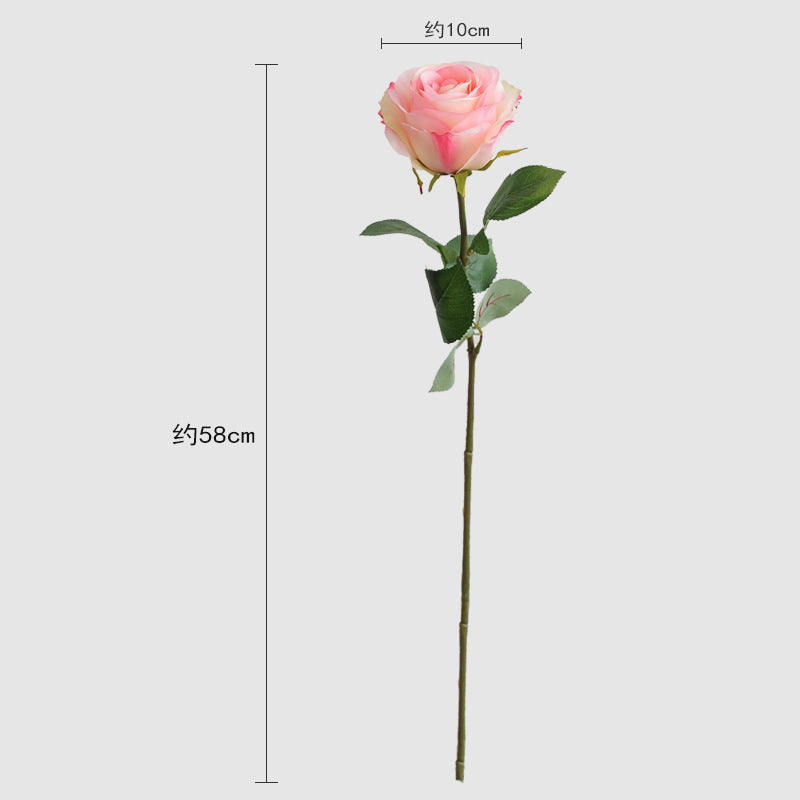 Elegant Single Stem Faux Rose - Perfect for European Style Living Room Decor, Wedding Centerpieces, and Beautiful Home Accents - Realistic Curled Edge Design for Lasting Beauty