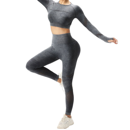 Seamless Quick Dry Peach Butt Lifting Workout Leggings and Top Set for Women for Running Yoga and Fitness Activities