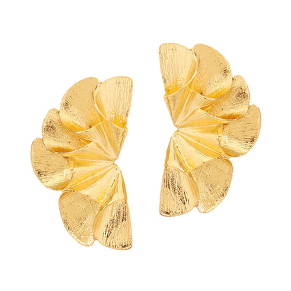 Exquisite Oversized Women's Earrings - Metal Lightweight Luxury WAVED Floral Design for a Chic Statement Look